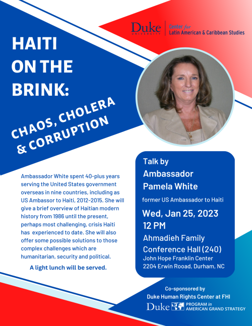 flyer for Pamela White talk