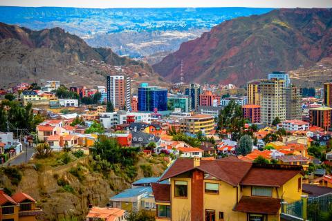 city of La Paz, Peru located in the Andes Mountains
